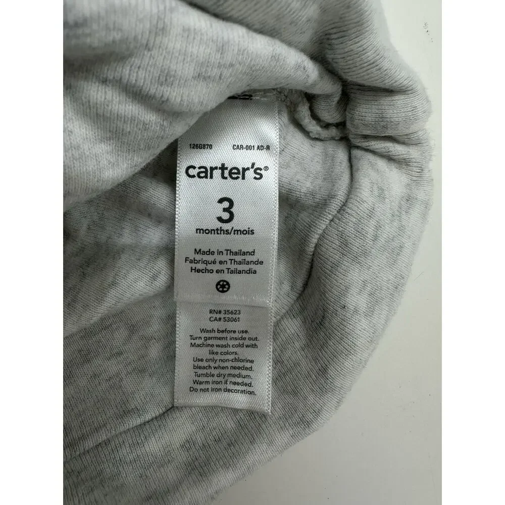 Carters Baby Hat Size 3 Months Grey Animal Face and Ears Beanie